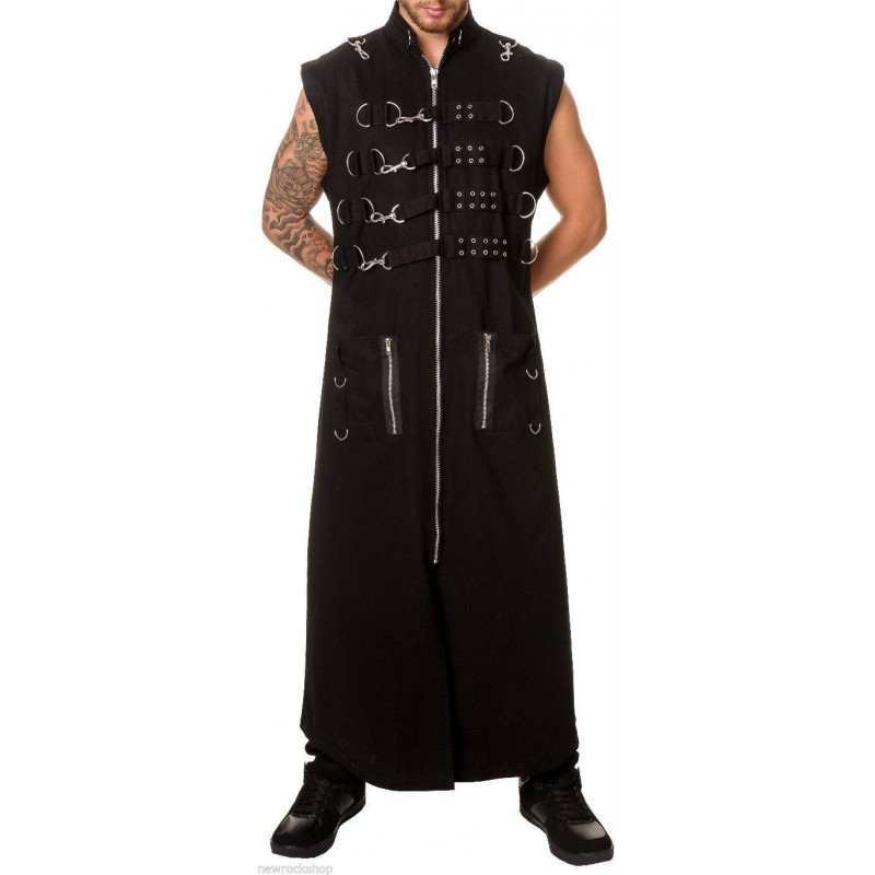 Mens Thread Metal Punk EMO Coat Men Gothic Coat